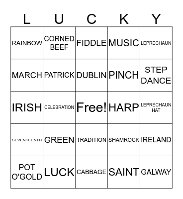 St. Patty's Day Bingo Card