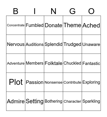 Vocabulary Bingo Card