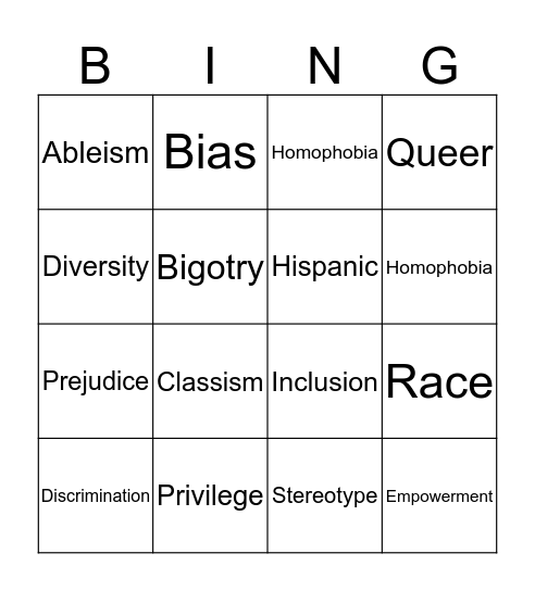 MCGS Vocab Bingo Card