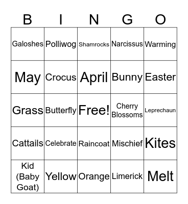 Spring Fling BINGO Card