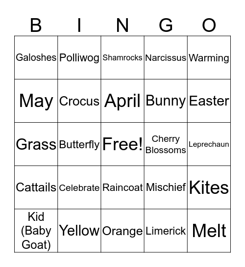 Spring Fling BINGO Card