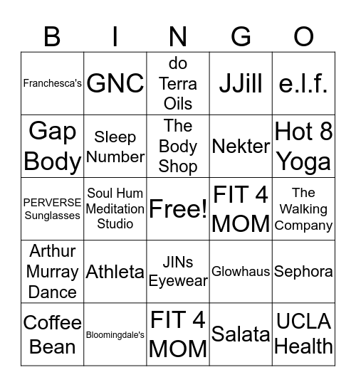 FIT4MOM Blackout Bingo Card