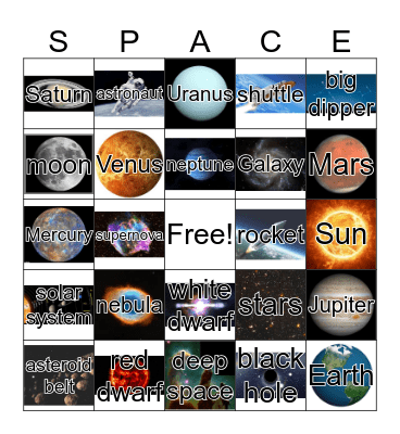 SPACE BINGO Card