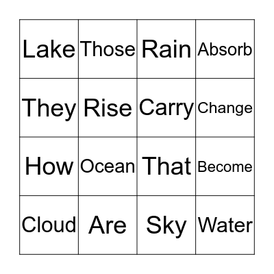 Water for Everyone Bingo Card