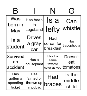 Find Someone Who... Bingo Card