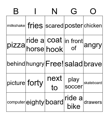 Review Words Bingo Card
