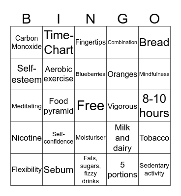 Balanced Lifestyle Bingo Card