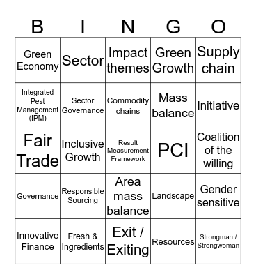 IDH GLOSSARY BINGO Card