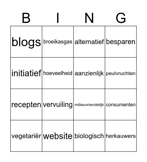 Woorden van de week 23  Bingo Card
