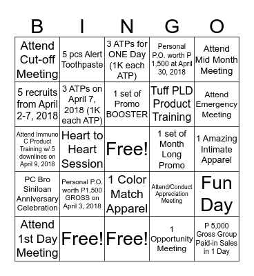 SALES Bingo Card