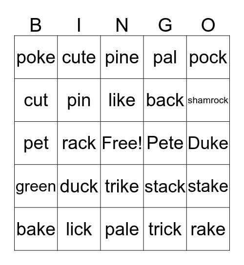 ck and ke Bingo Card