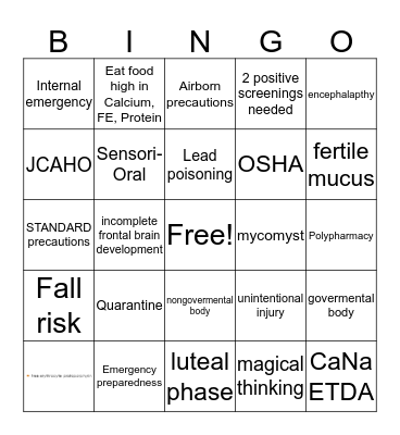 Safety Bingo Card