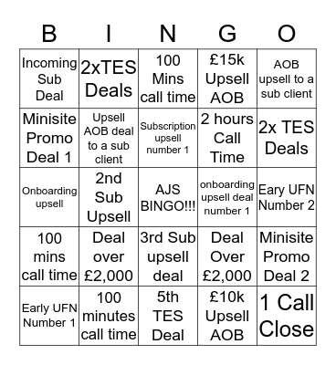 AJS Bingo!!!!!!!!!!! Bingo Card