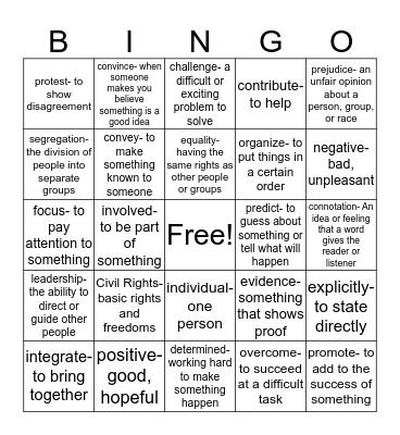 Civil Rights Inside  Bingo Card