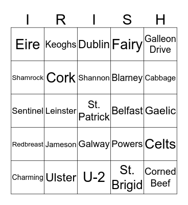 Traditions St. Patrick's Day Bingo Card