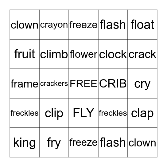 Sort 23 WTW Some words 2 x's Bingo Card