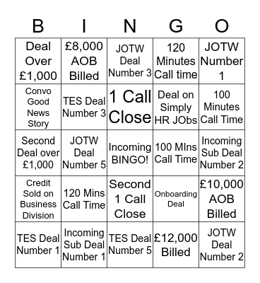 Incoming Bingo!!!!!!!!!!! Bingo Card