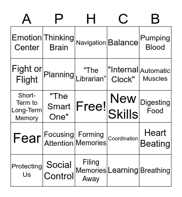 Brain Bing Bingo Card