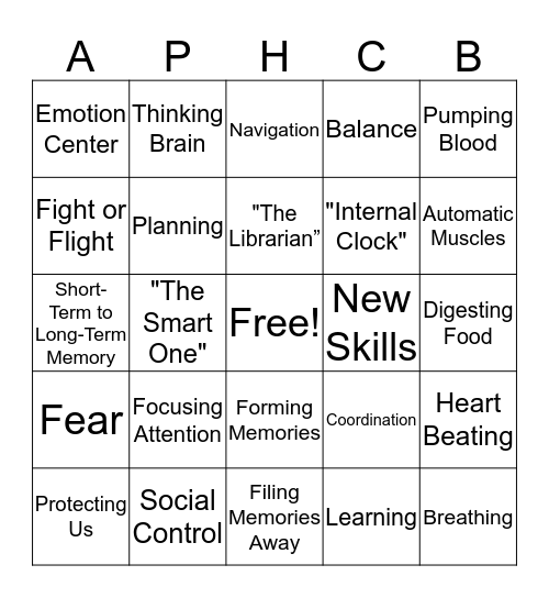 Brain Bing Bingo Card