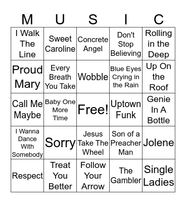 Music Bing Bingo Card