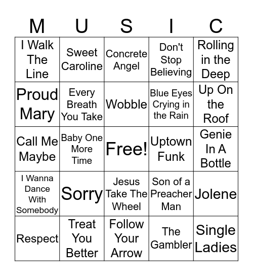 Music Bing Bingo Card