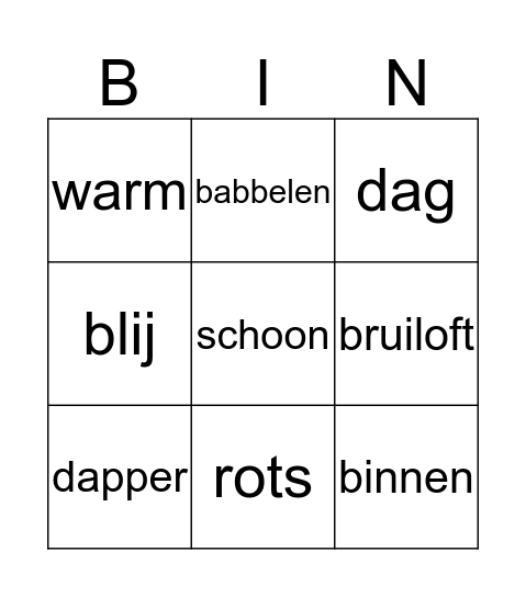Tegenstellingen en synoniemen Bingo Card