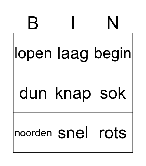 Tegenstellingen en synoniemen Bingo Card