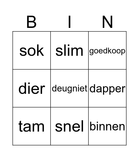 Tegenstellingen en synoniemen Bingo Card