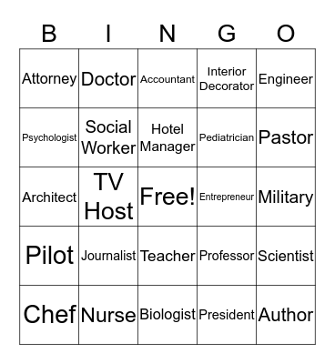 Career Bingo Card
