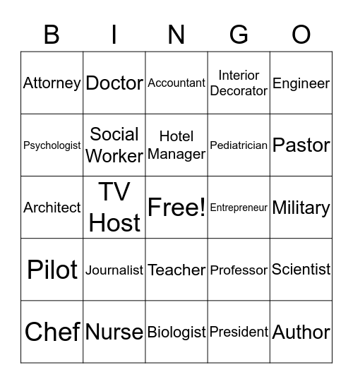 Career Bingo Card