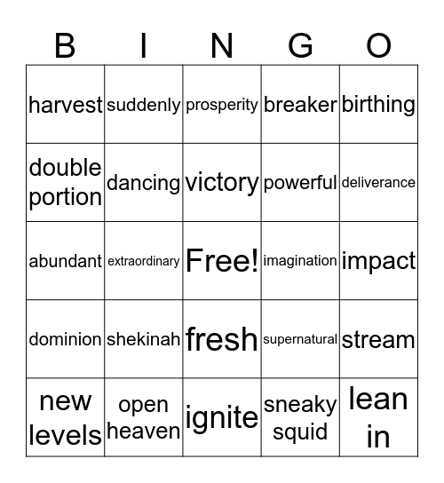 Fighting for the Faith Prophecy Bingo Card