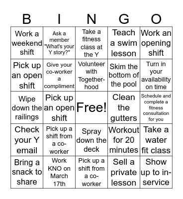 Get a BINGO, win a prize Bingo Card