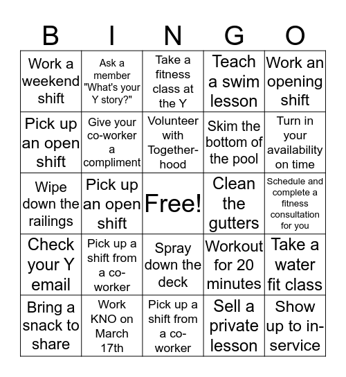Get a BINGO, win a prize Bingo Card