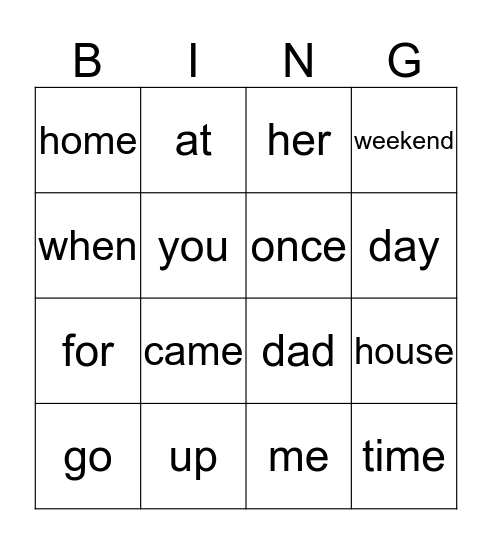 No Excuse Words Bingo Card