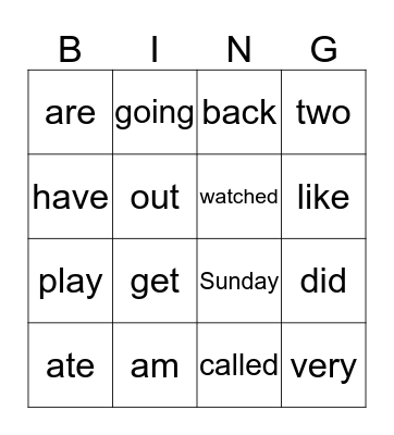 No Excuse Words Bingo Card