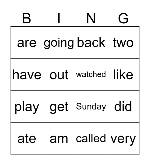 No Excuse Words Bingo Card