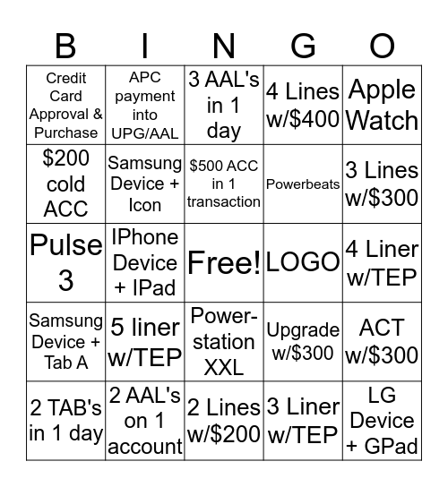 Untitled Bingo Card