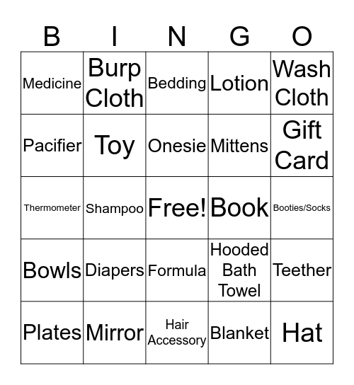 It's a Girl! Bingo Card