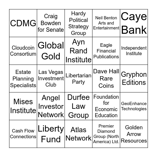 FreedomFest - July 12th, 2018 Bingo Card