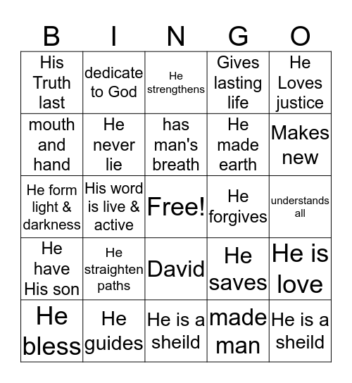 THERE IS NO GOD LIKE YOU Bingo Card
