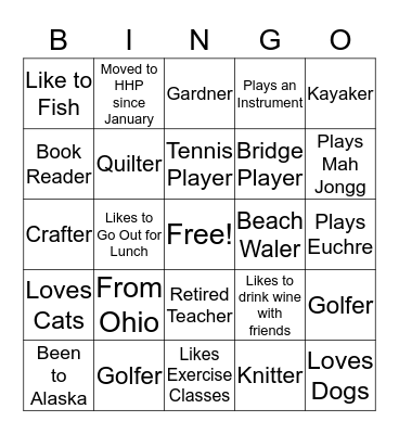 HHPWC New Member Brunch Bingo Card