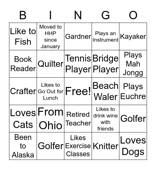 HHPWC New Member Brunch Bingo Card