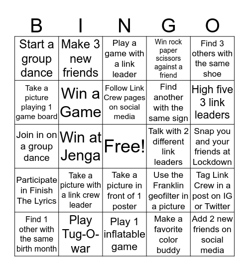 2018 LOCKDOWN  Bingo Card
