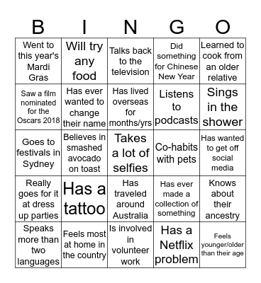 Find someone who... Bingo Card