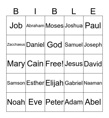 Bible Bingo Card