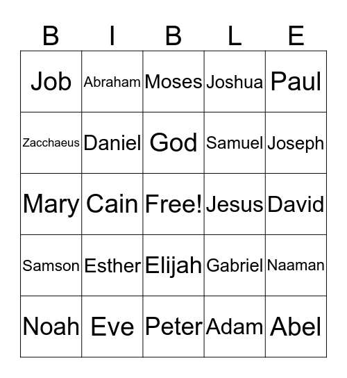 Bible Bingo Card