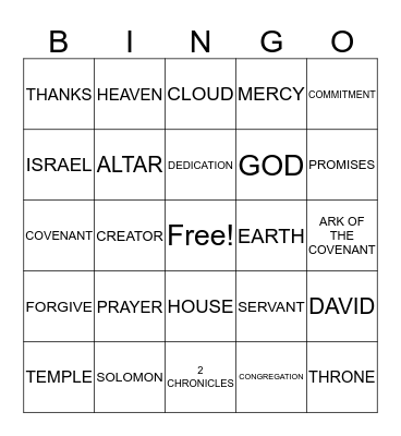 SOLOMON'S TEMPLE Bingo Card