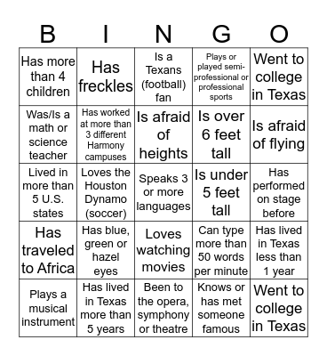 Getting to know Central Office colleagues! Bingo Card