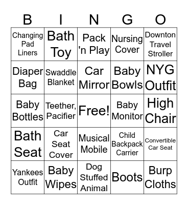 Baby Bingo Card