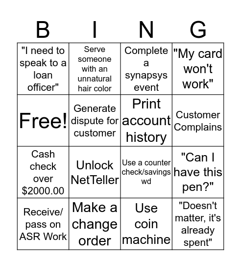 Saturday Bingo! Bingo Card